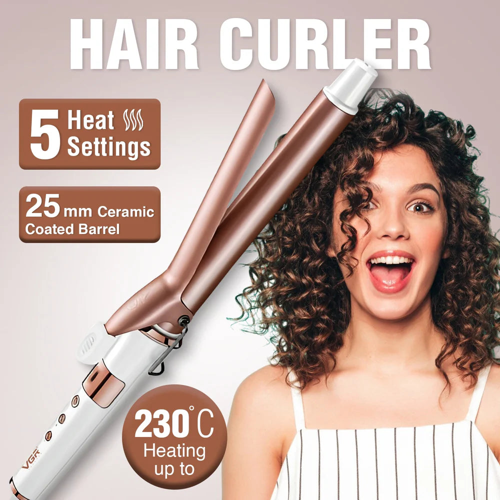 VGR Professional Electric Hair Curling Wand for Women White V-578