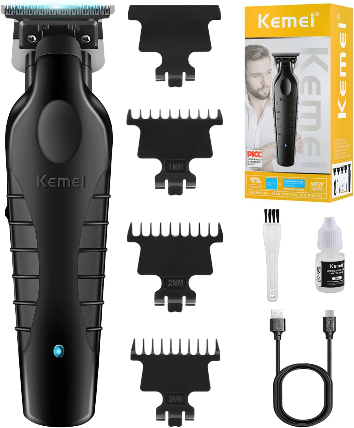 Kemei Cordless Hair Clipper T‑Blade Trimmer KM-2299