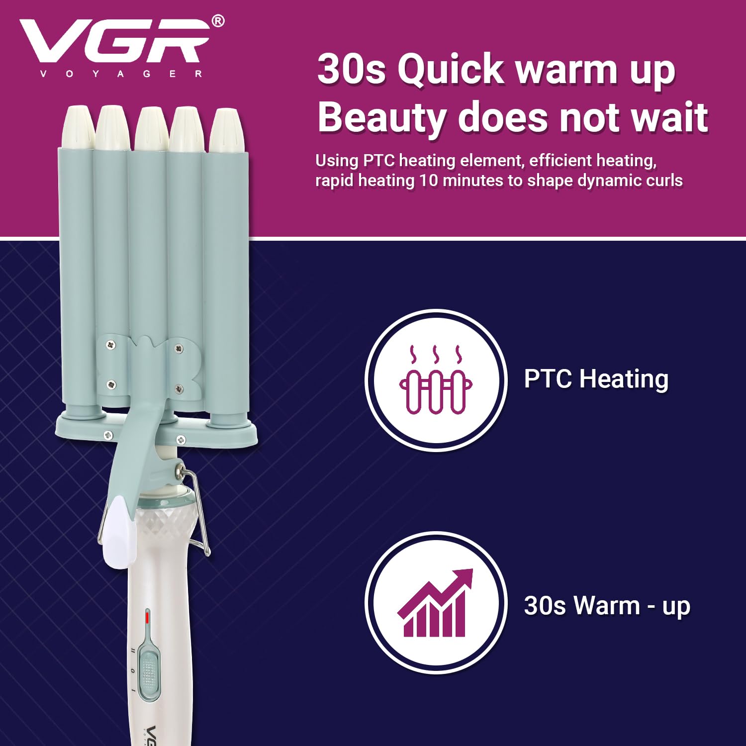 VGR Professional 5 Barrel Electric Hair Curler V-597
