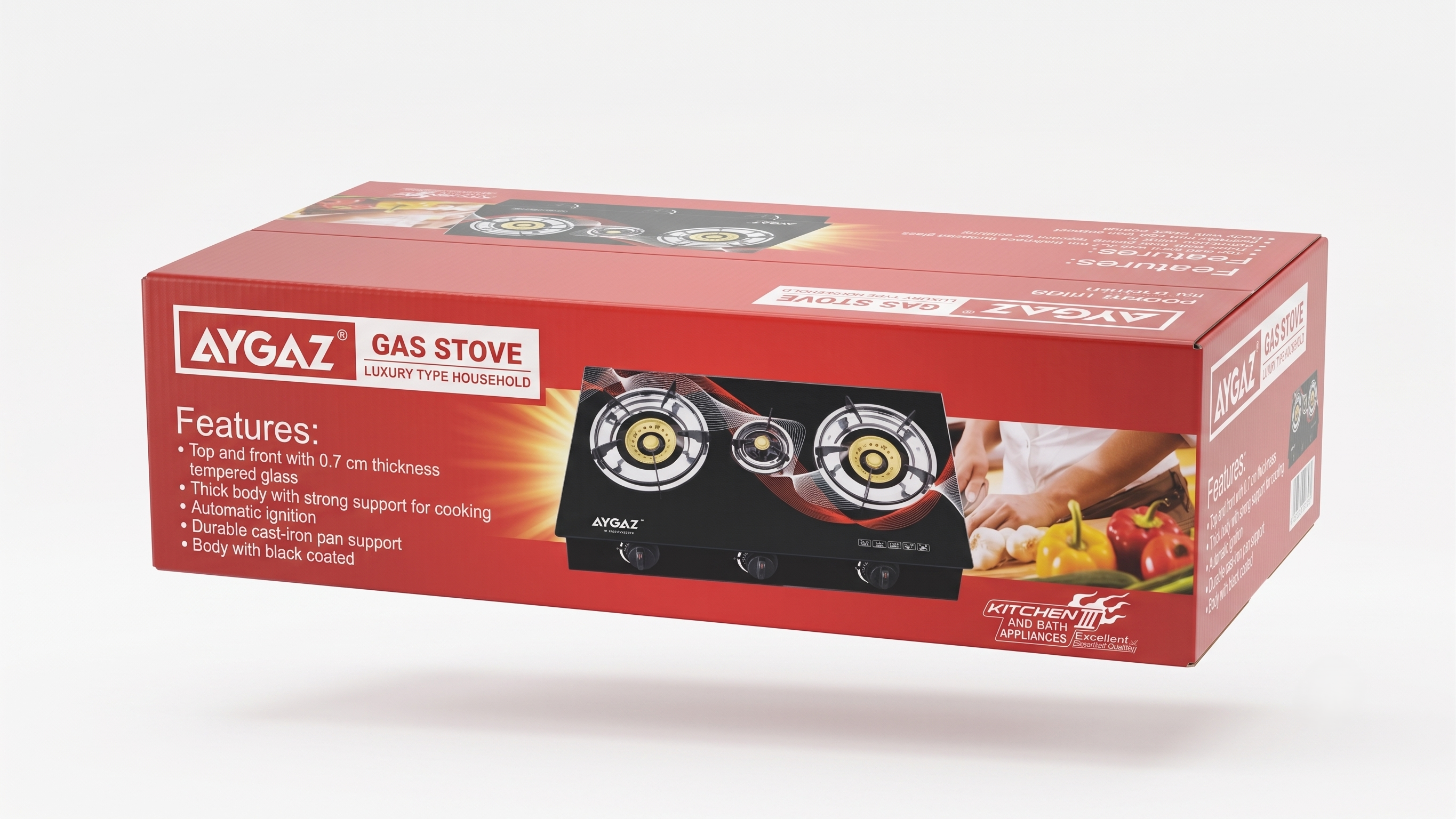 AYGAZ modern glass gas stove G-003
