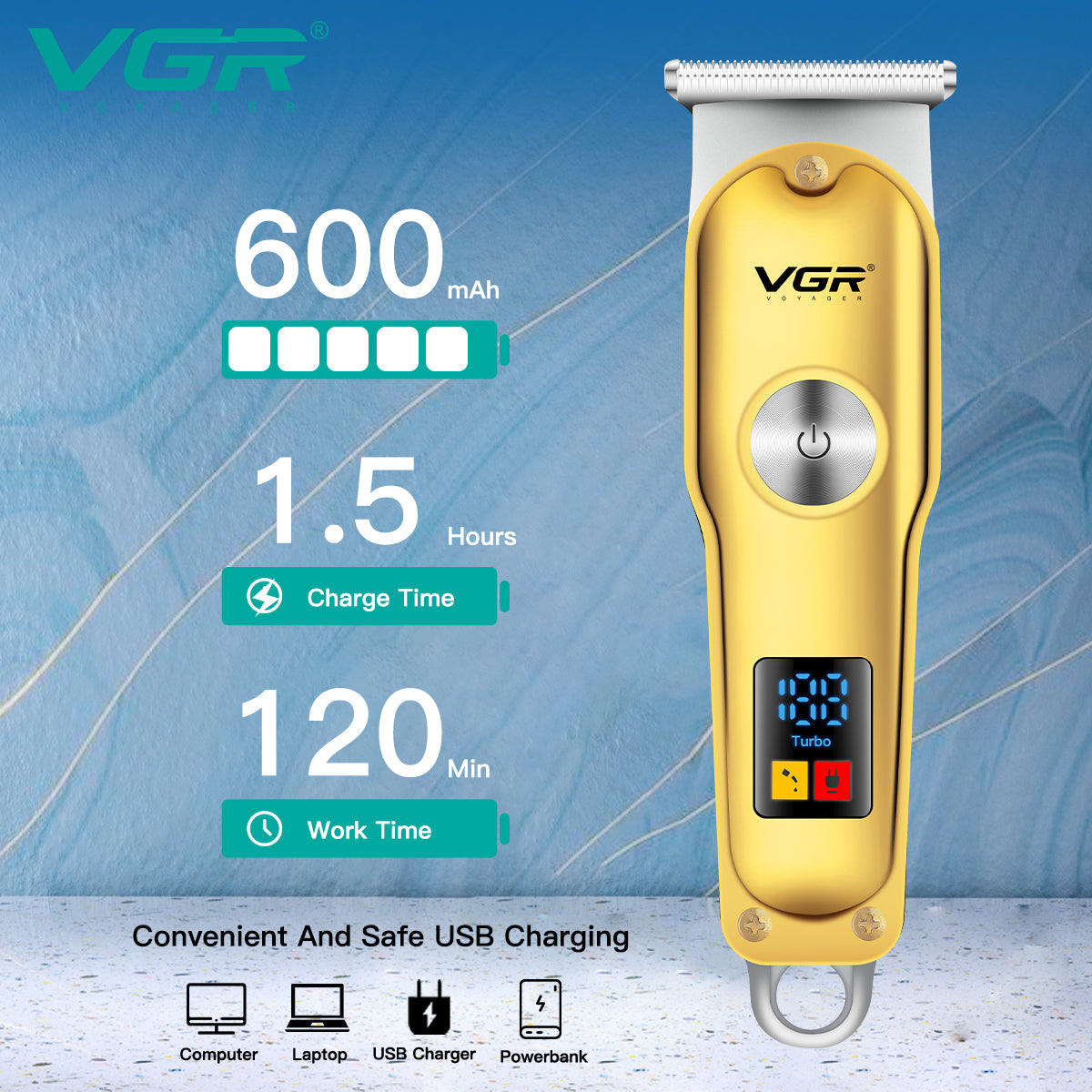 VGR salon‑grade hair clipper and trimmer V-290