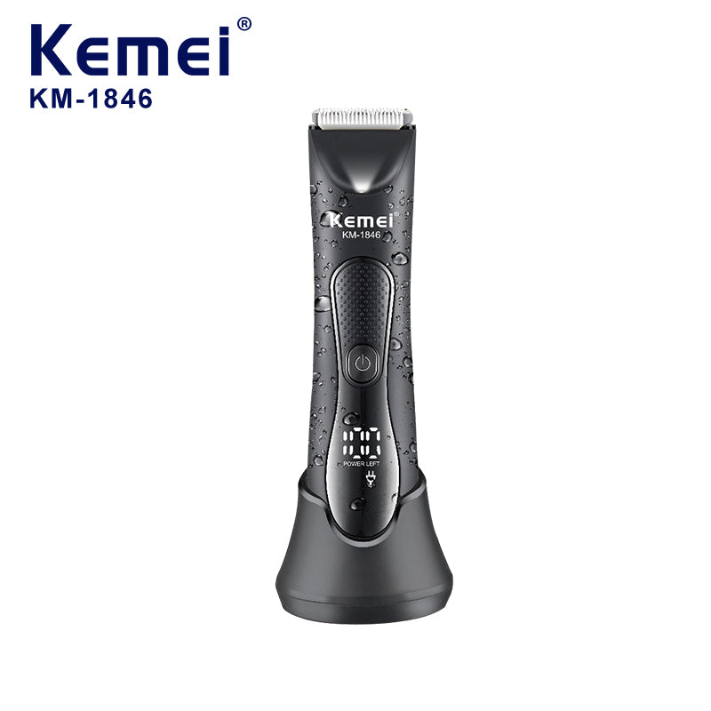 Kemei Electric Groin & Body Trimmer Waterproof Ceramic Blade Shaver KM‑1846