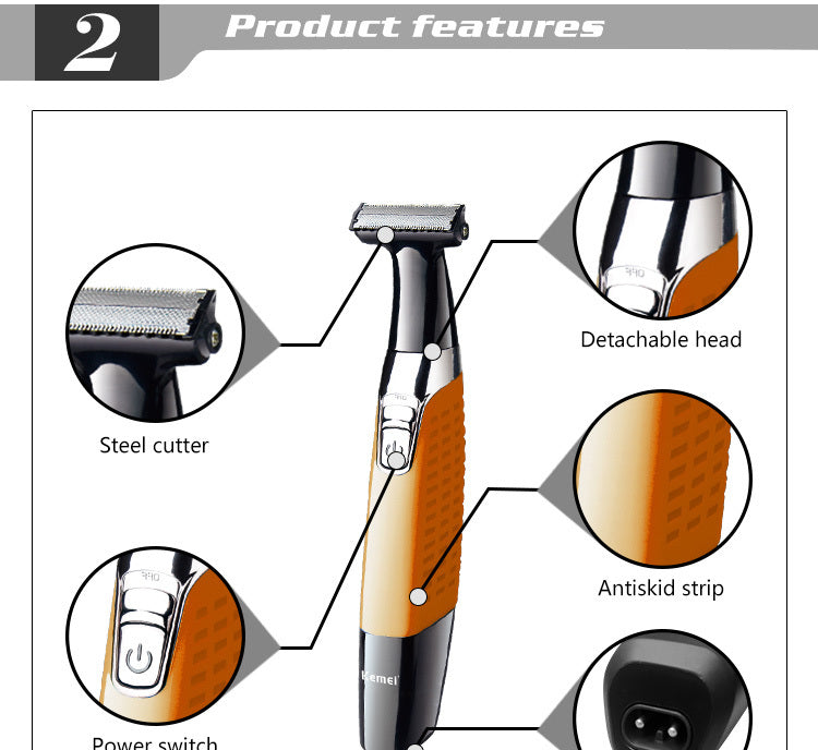 Kemei Waterproof 3‑in‑1 Electric Shaver Beard & Eyebrow Trimmer KM‑1910