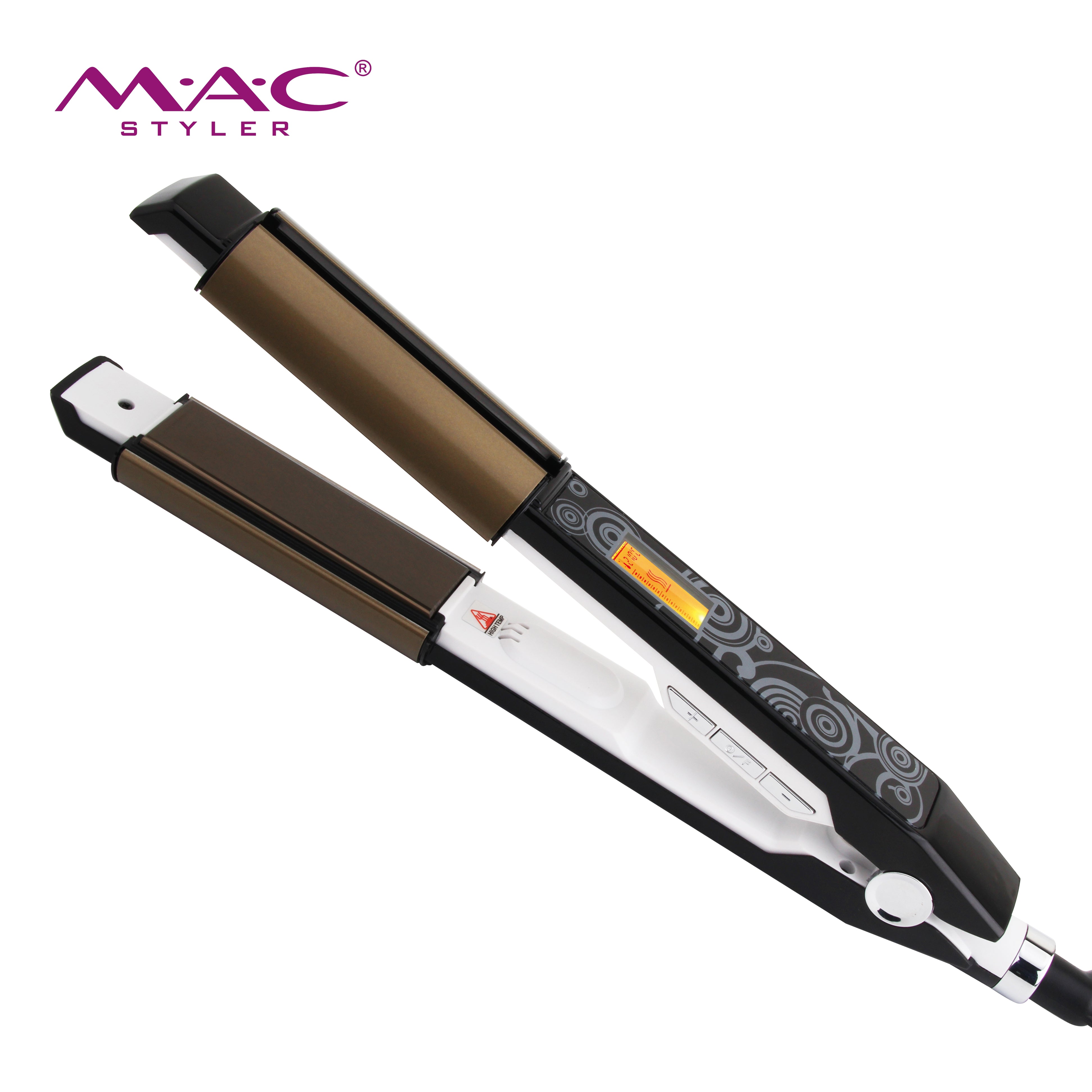 MAC Styler MC‑2026 Nano Black Ceramic 2‑in‑1 Hair Straightener & Curler LCD Display MC‑2026