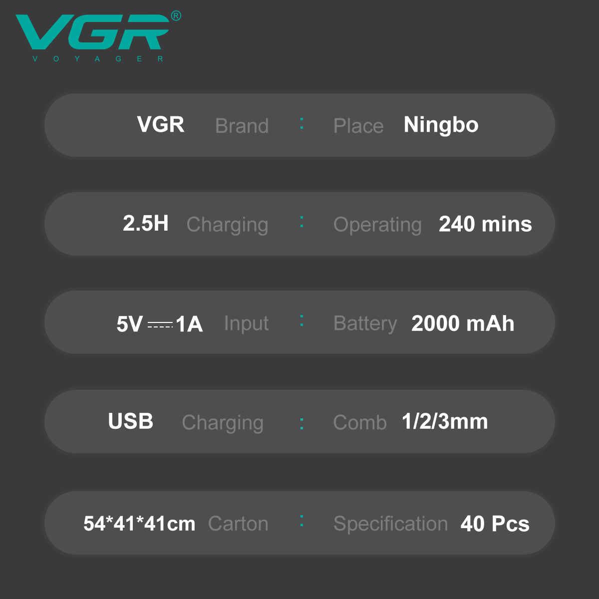 VGR cordless hair cutting machine and beard trimmer V-906