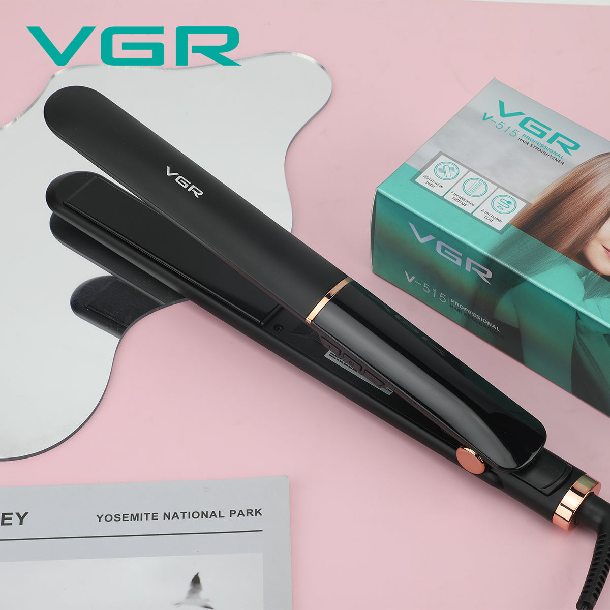 VGR 110V Power Cord Electric Professional Flat Iron Hair Straightener With LED Display V-515