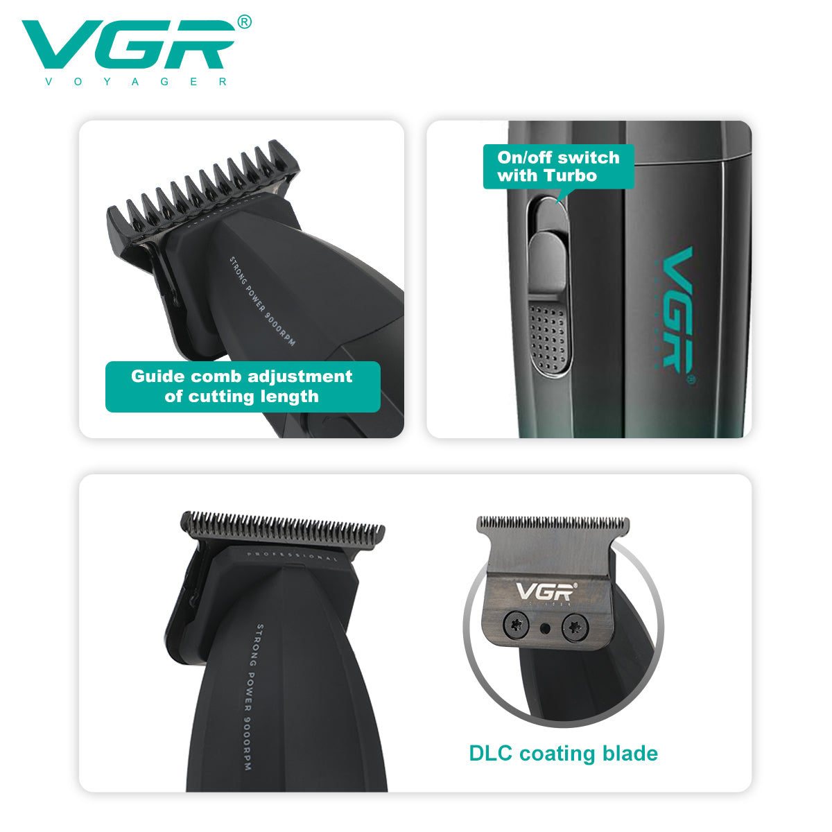 VGR cordless hair cutting machine and beard trimmer V-906