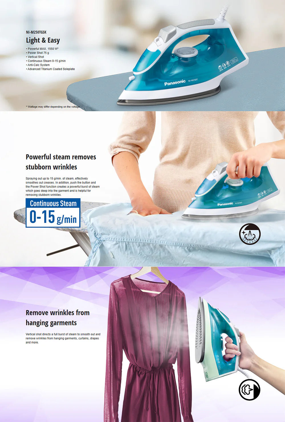 Panasonic Steam Iron NI‑M250TGSK