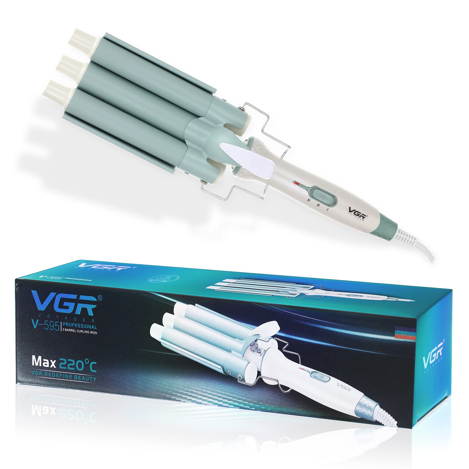 VGR Wavy Hair 3 Barrels Curling Iron V-595