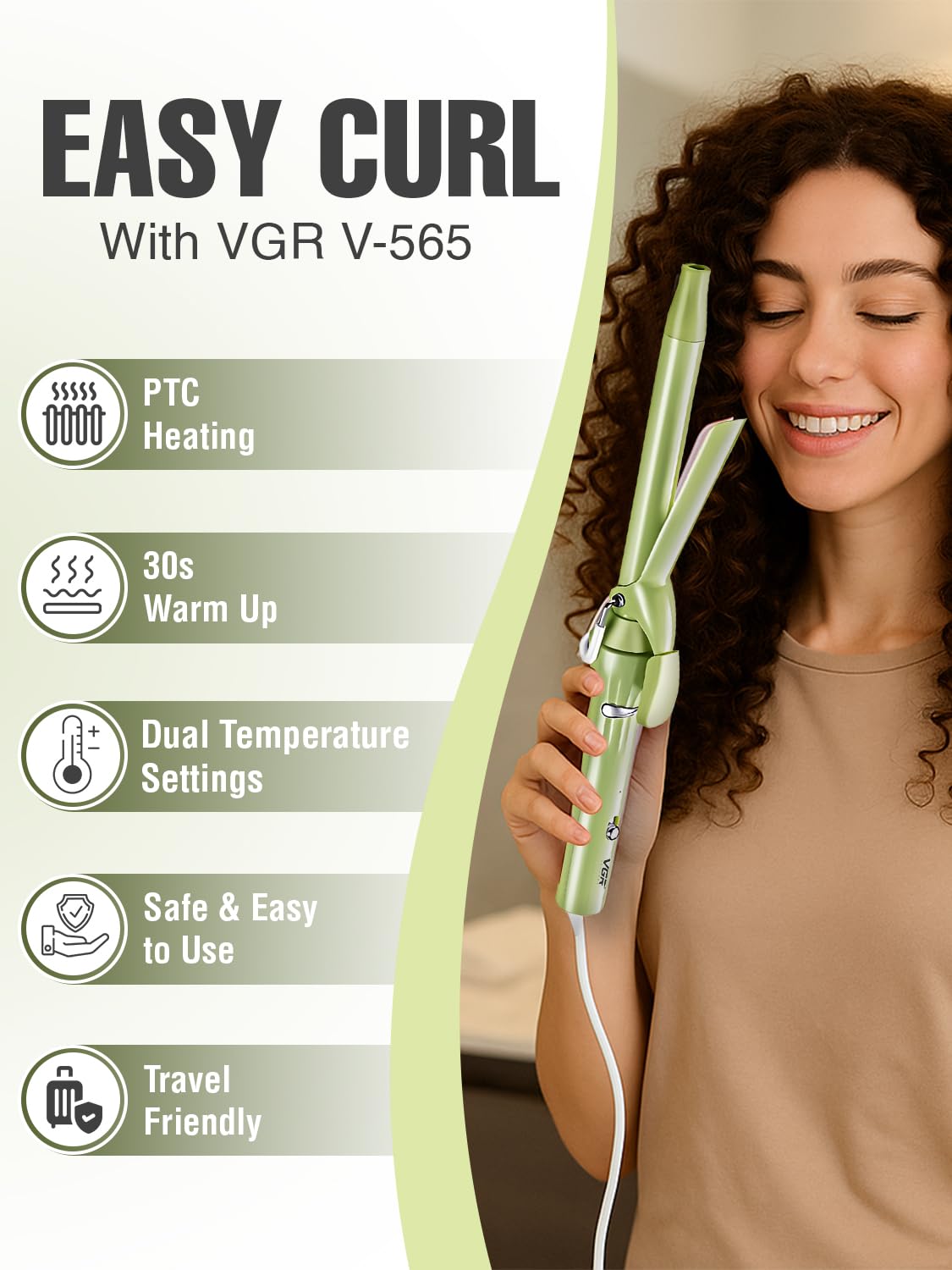 VGR Hair curling iron V-565