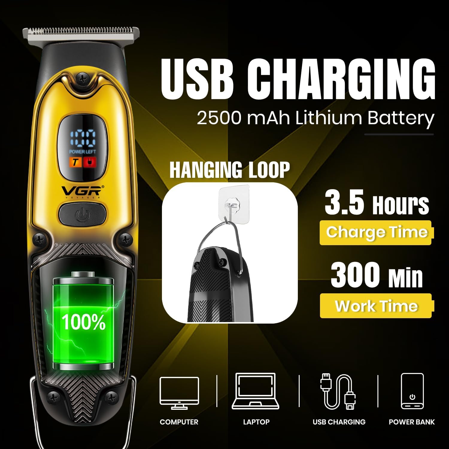 VGR hair clipper and beard trimmer V‑981