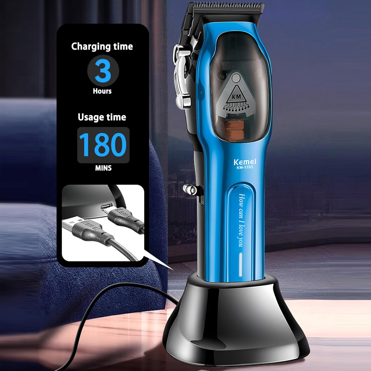 Kemei Cord/Cordless Hair Clipper Barber Kit KM‑1763