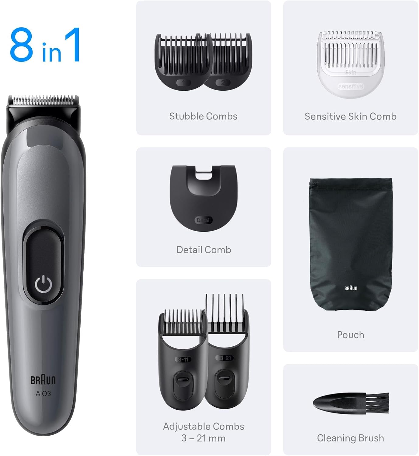 Braun All-in-One Series 3, 8in1 Grooming Kit, AIO3540