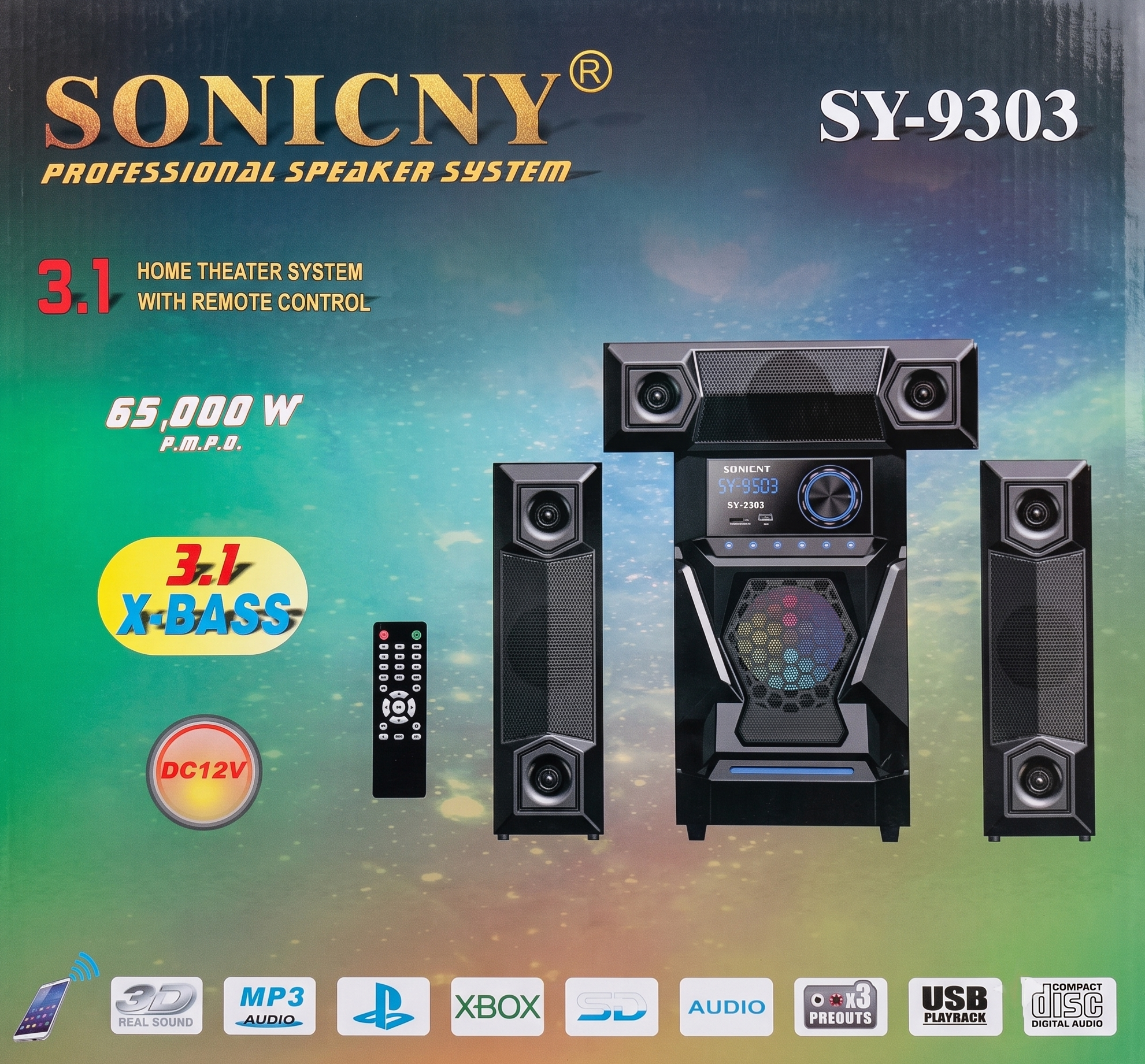 SONICNY 3.1 channel home theater speaker system SY-9303