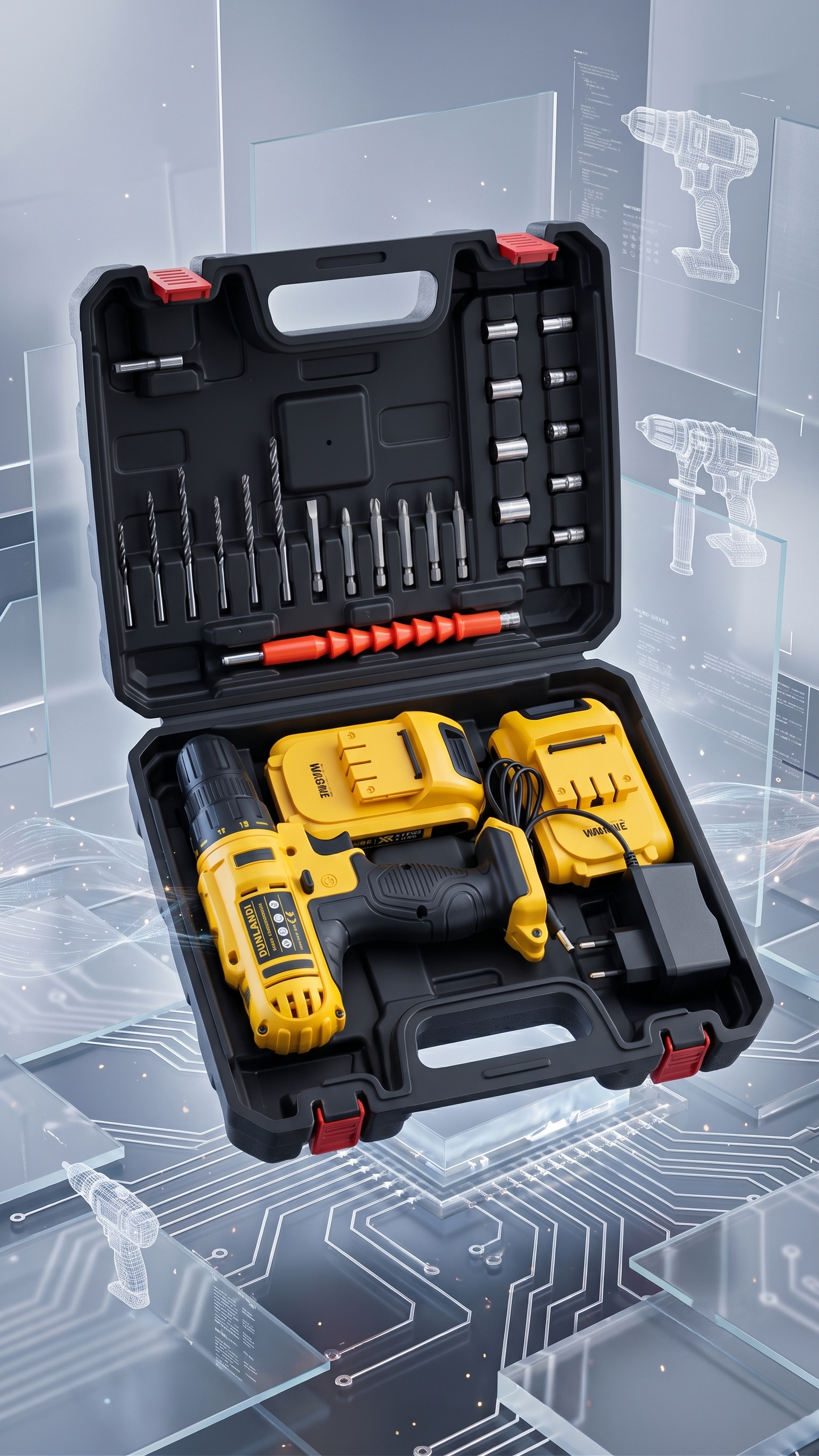 DUNLANDI 20V Max Cordless Drill & 60‑Piece Professional Tool Kit with Dual Li‑Ion Batteries