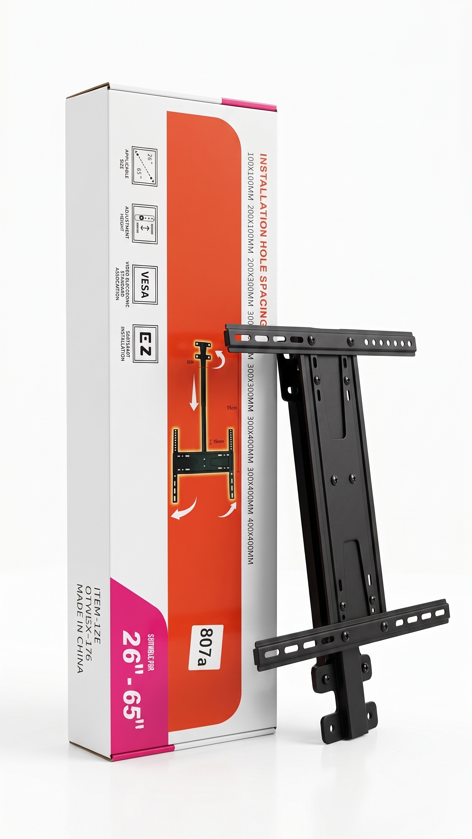 Height-Adjustable TV Ceiling Mount for 26" to 65" Screens