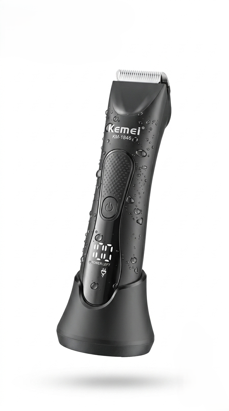Kemei Electric Groin & Body Trimmer Waterproof Ceramic Blade Shaver KM‑1846