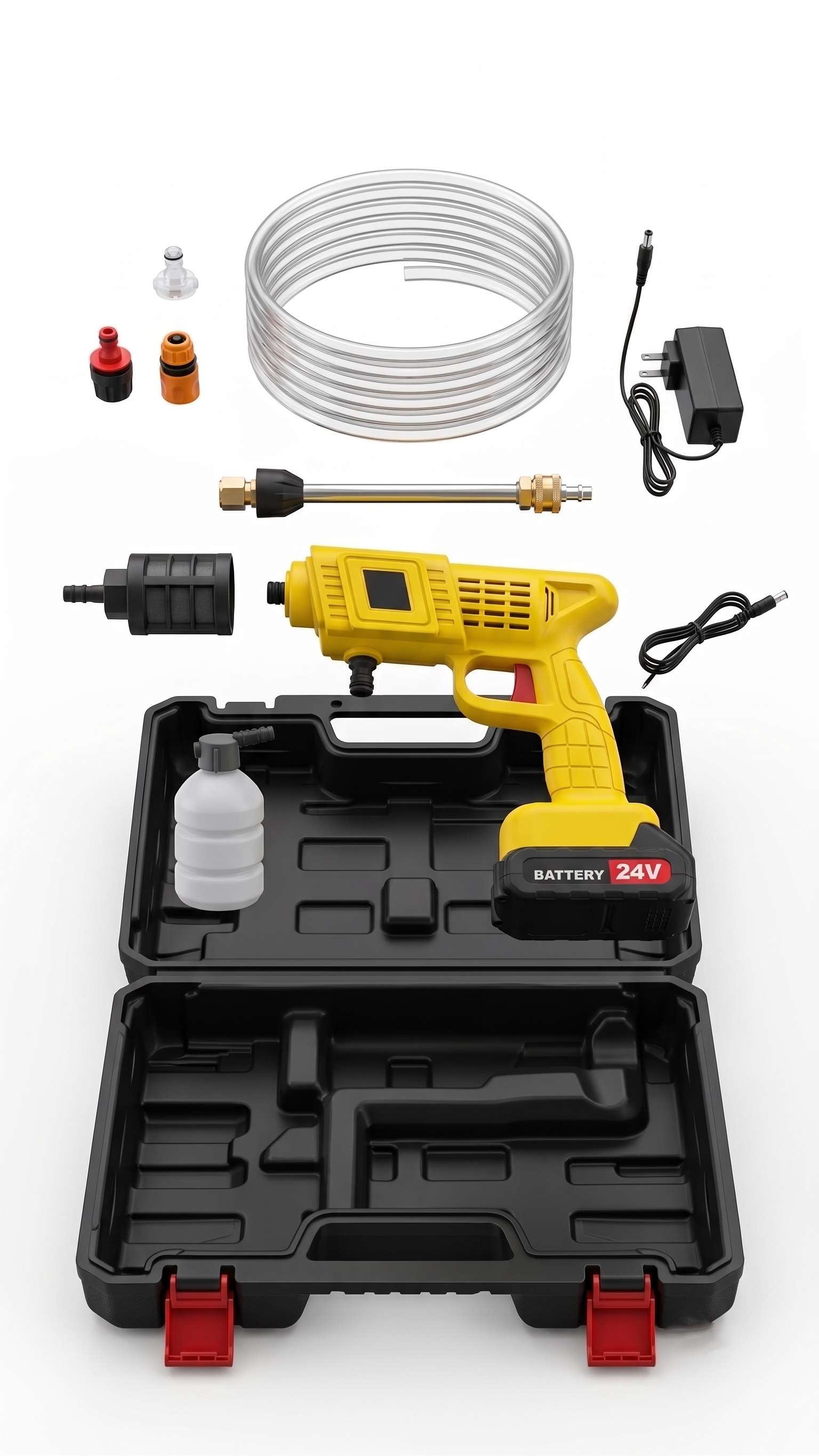 24V Cordless Portable Pressure Washer Kit with Dual Battery & Multi‑Nozzle Attachments