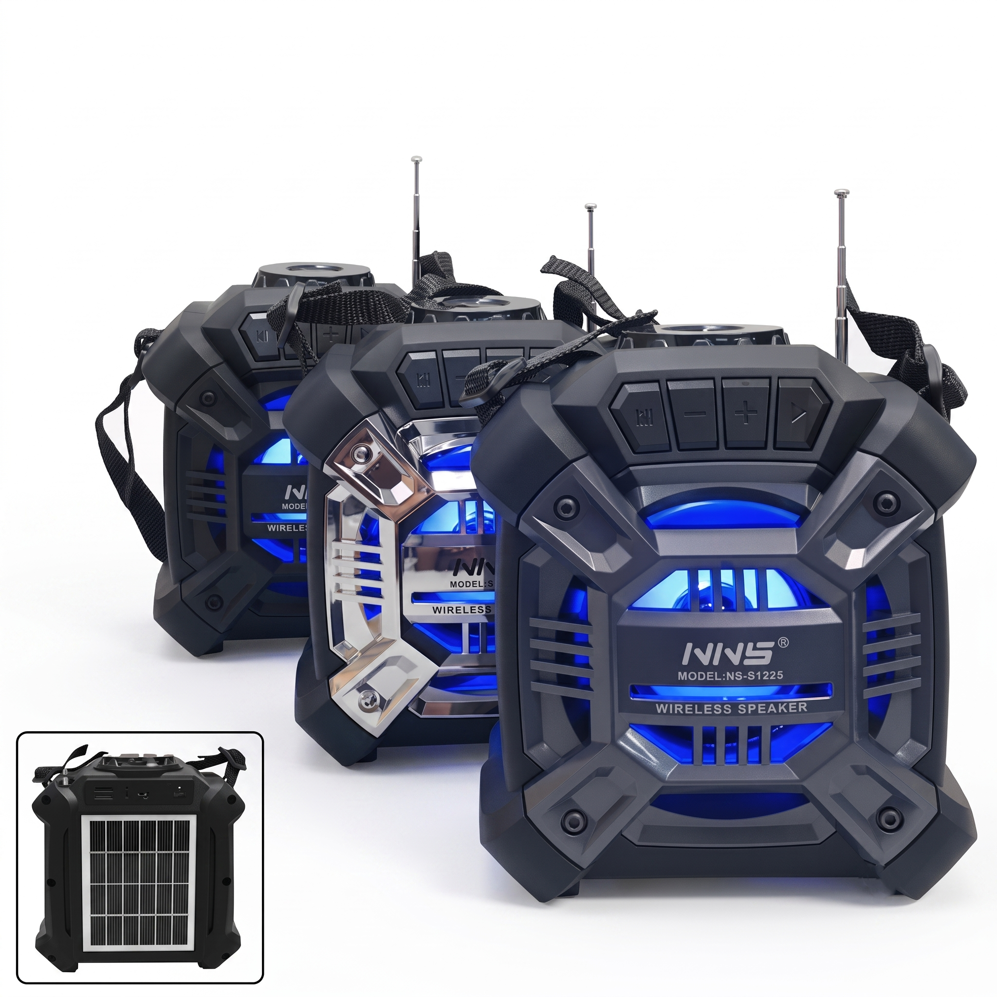 NNS retro‑style portable radio and Bluetooth speaker NS-S122S