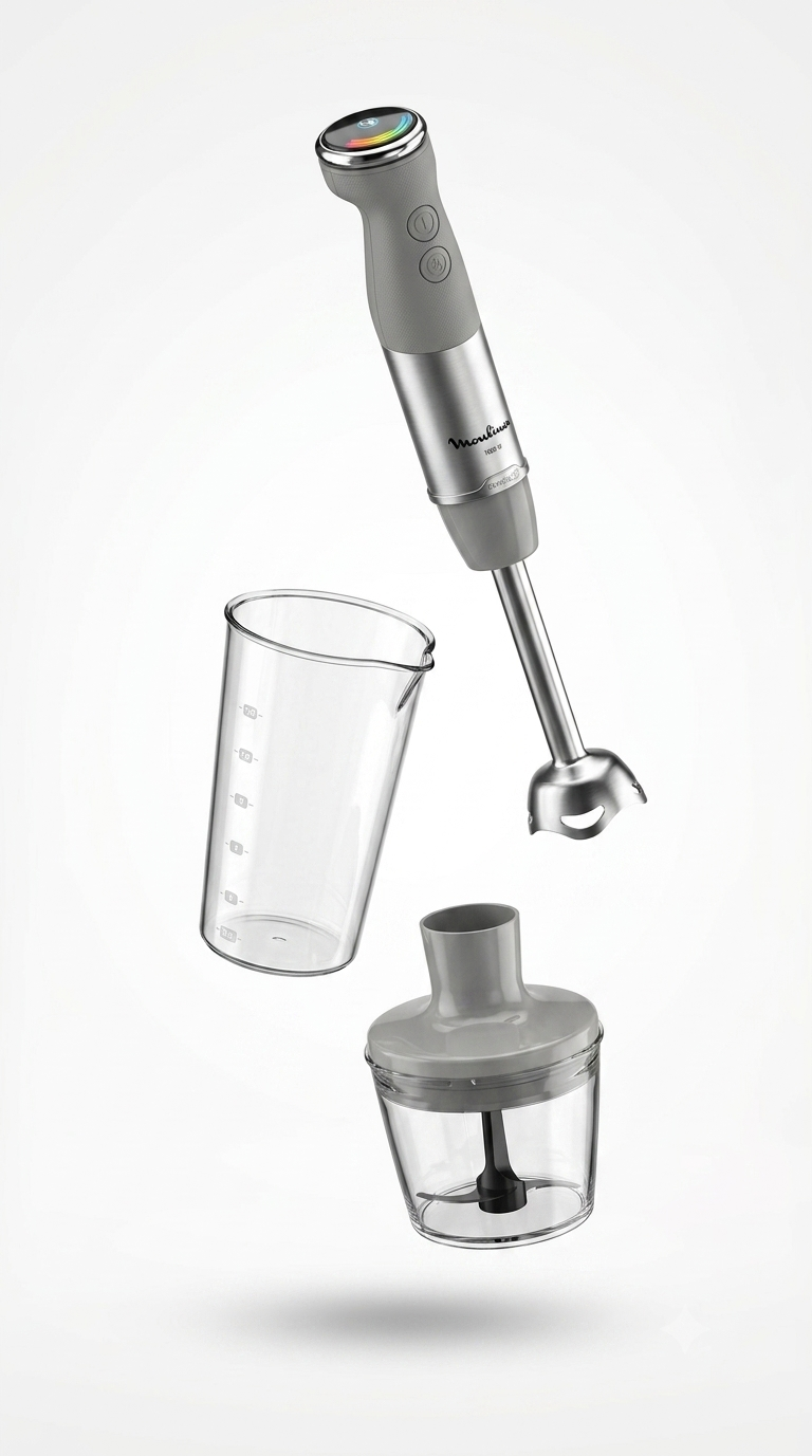 Moulinex Quickchef+, Blender Stand, 1000 W, Quiet, 20 Speed, Turbo Mode, 500 ml Chopper Accessory DD672
