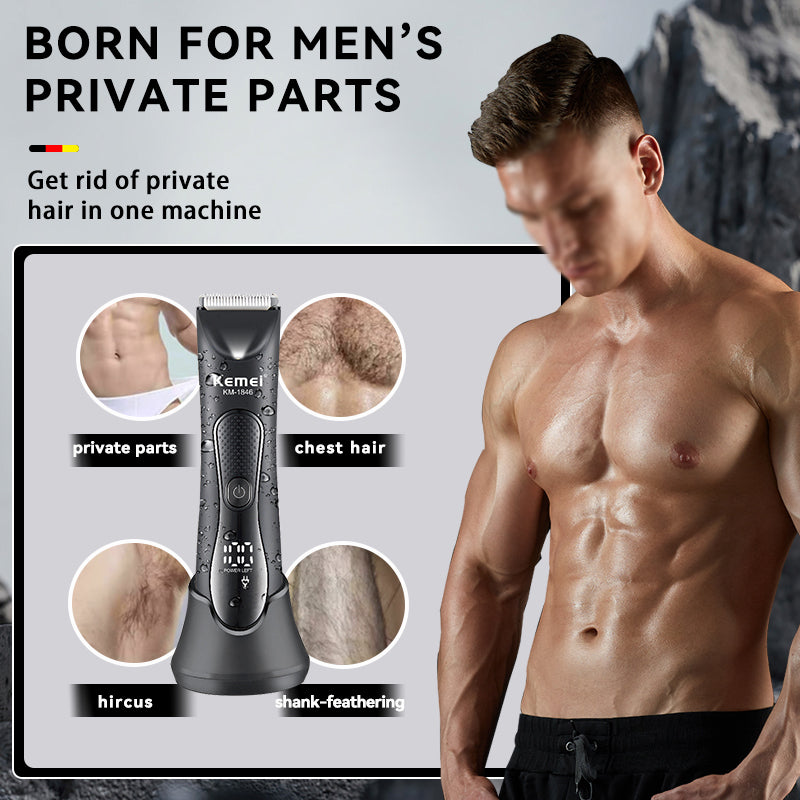 Kemei Electric Groin & Body Trimmer Waterproof Ceramic Blade Shaver KM‑1846