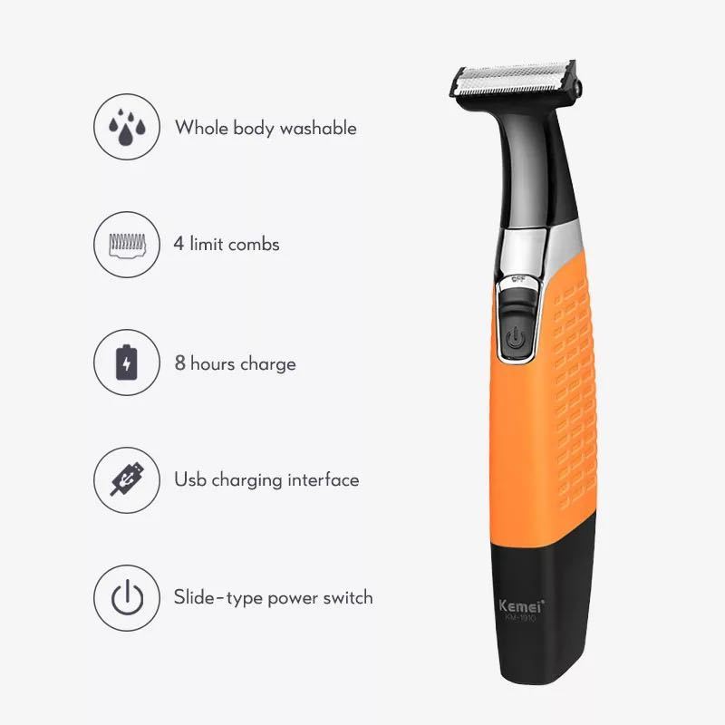 Kemei Waterproof 3‑in‑1 Electric Shaver Beard & Eyebrow Trimmer KM‑1910