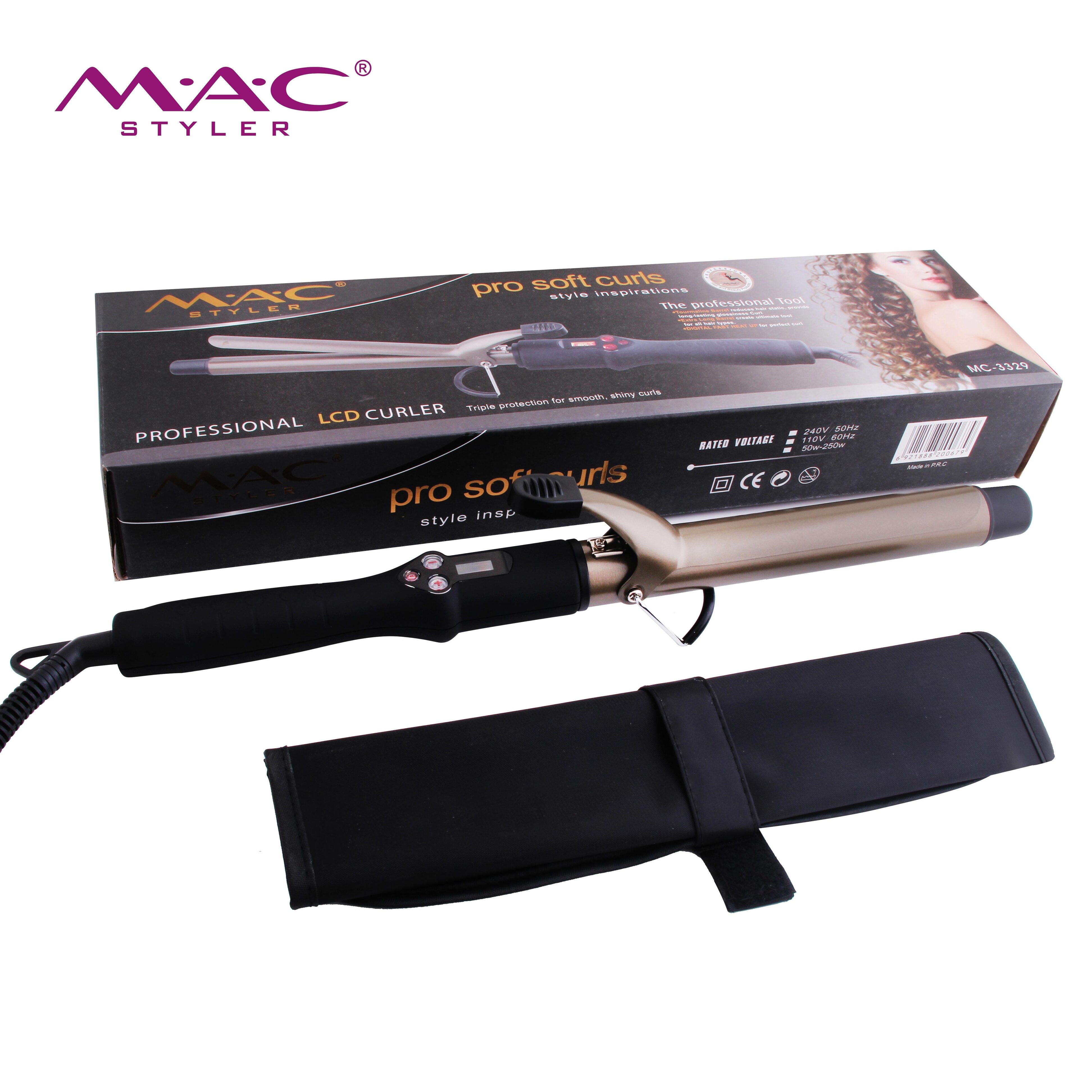 MAC Styler Professional Pro Soft LCD Hair Curler Tipple Protection MC-3329
