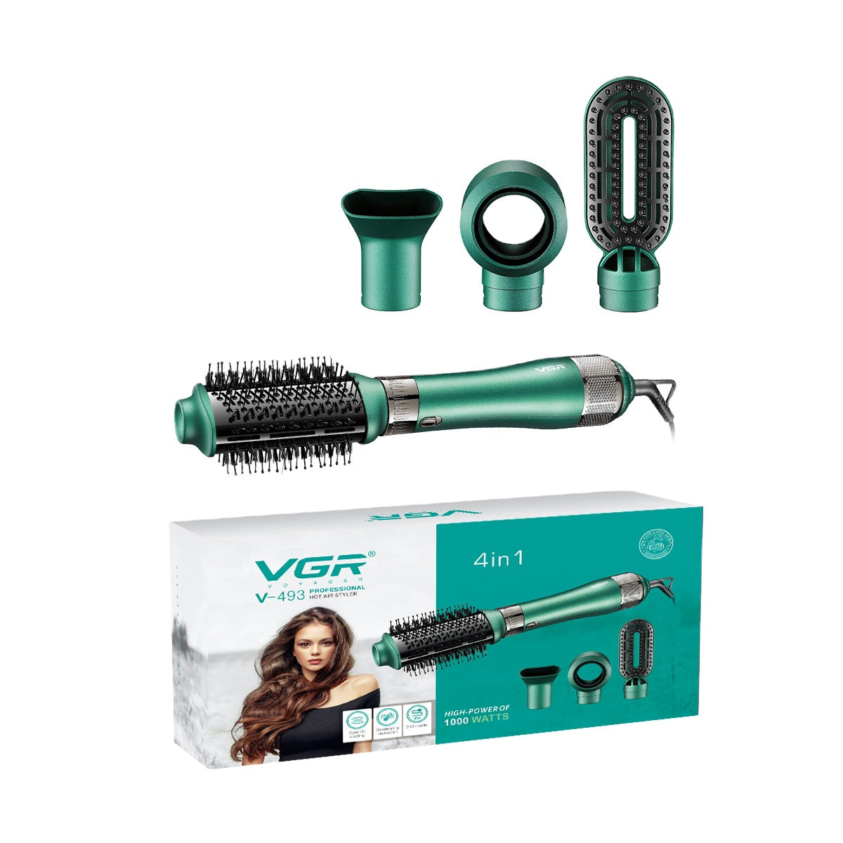 VGR Hair Dryer Brush 4 in 1 Hot Air Brush V-493