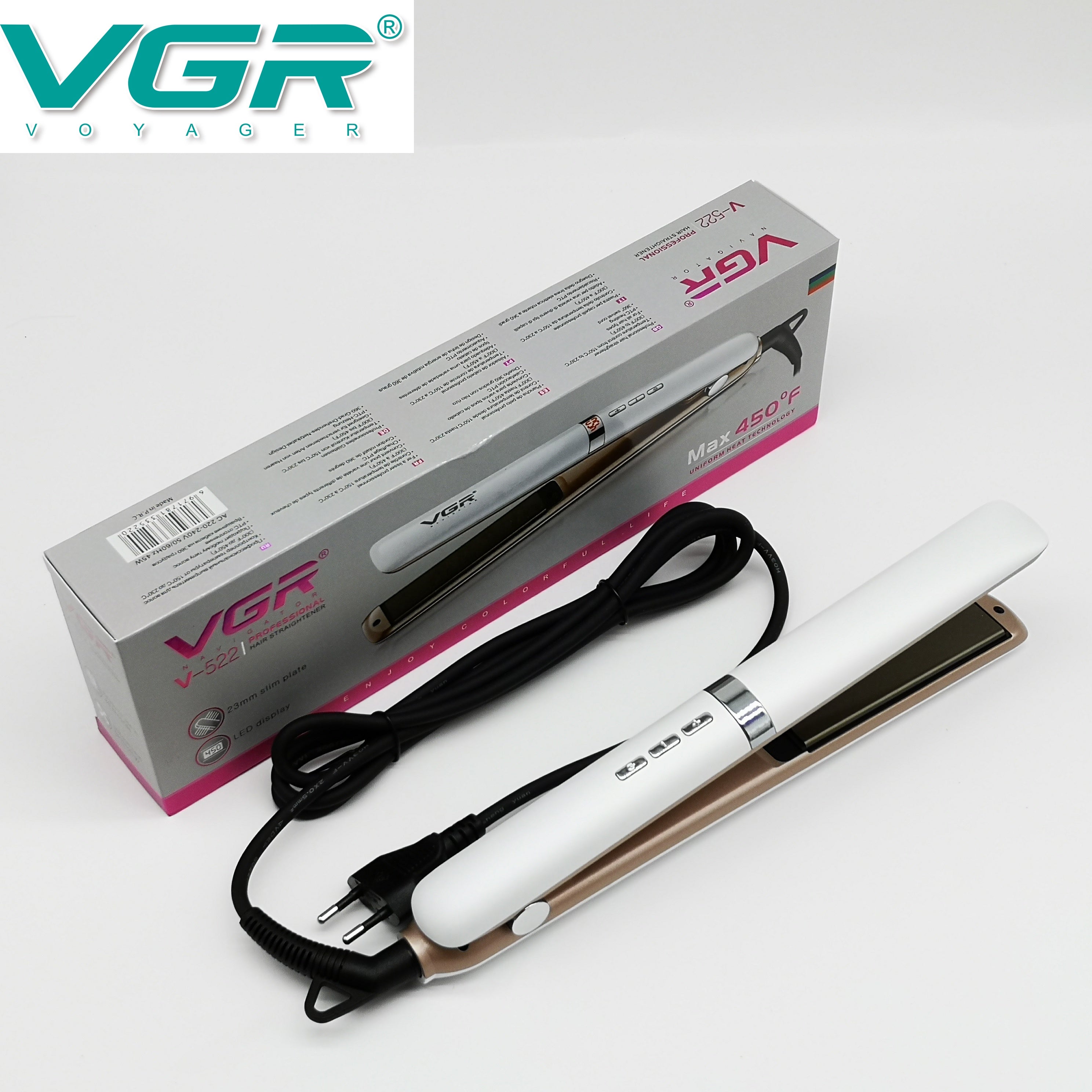 VGR Electric Power Cord Professional Flat Iron Hair Straightener V-522