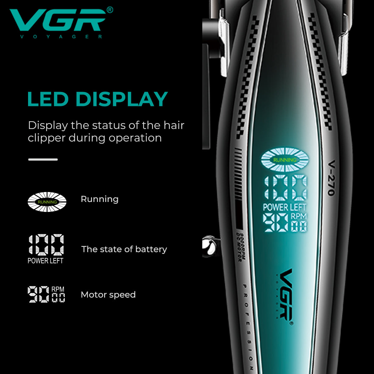 VGR high‑performance grade hair clipper and trimmer V-270