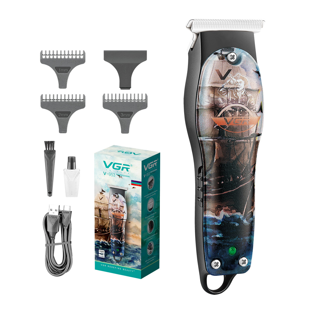 VGR electric hair clipper and beard trimmer V-953