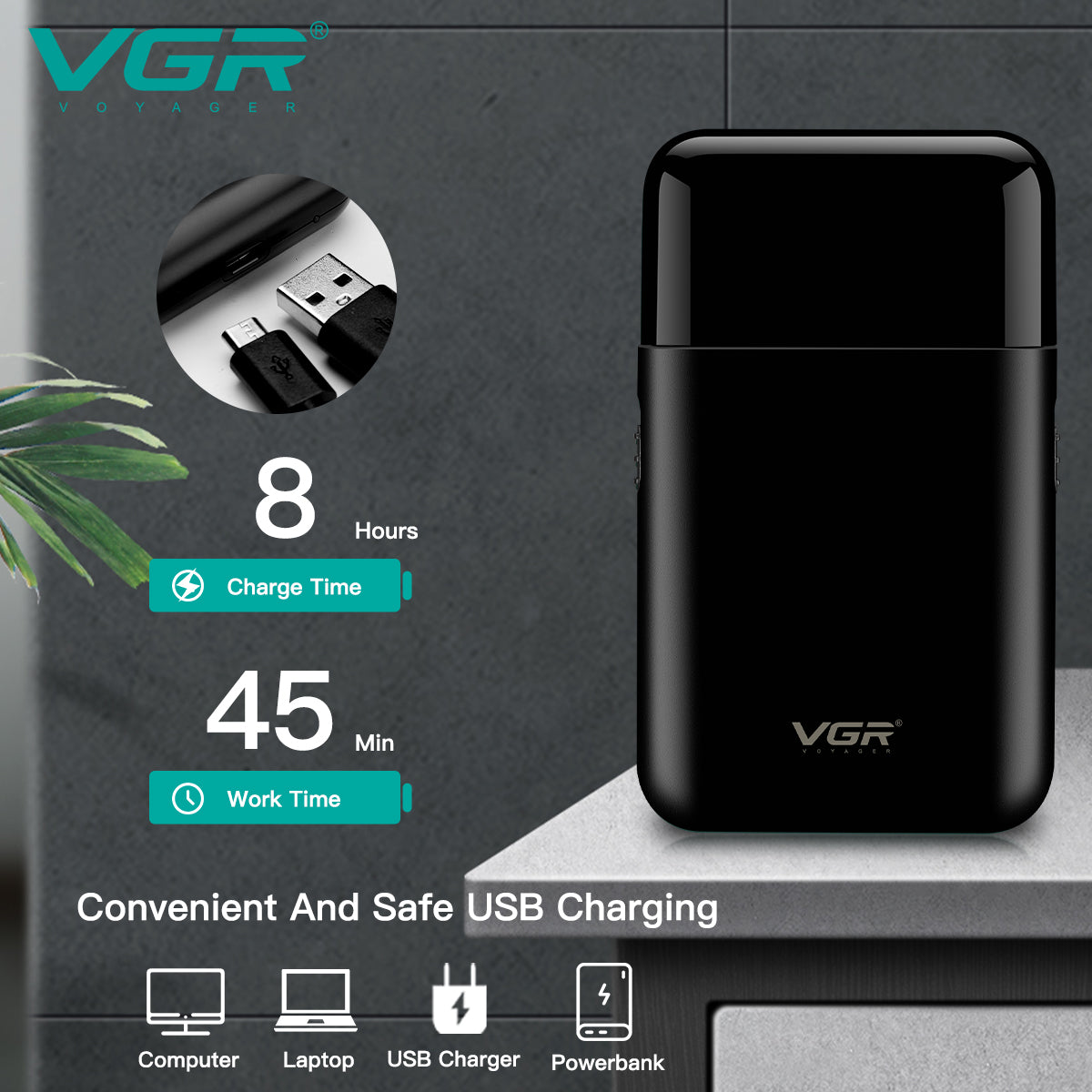 VGR compact, portable single‑blade electric shaver and beard trimmer V-390