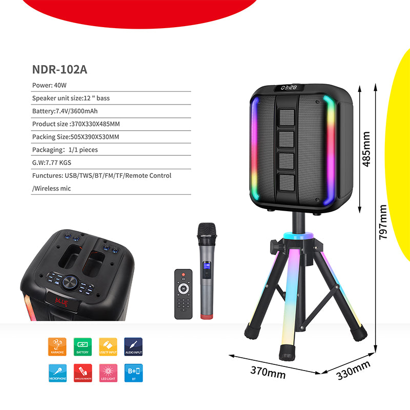 Powerful portable karaoke and party speaker NDR‑102A