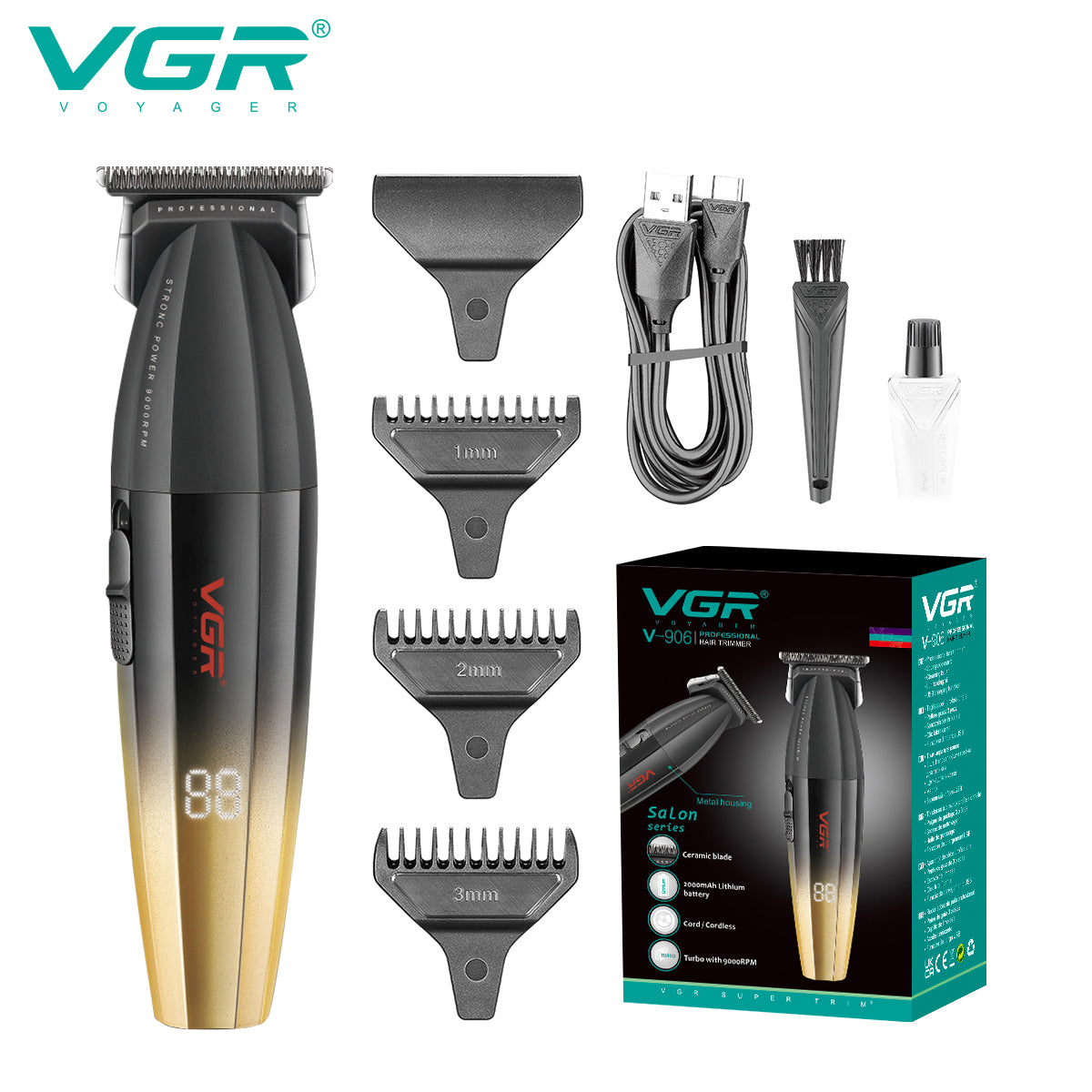 VGR cordless hair cutting machine and beard trimmer V-906