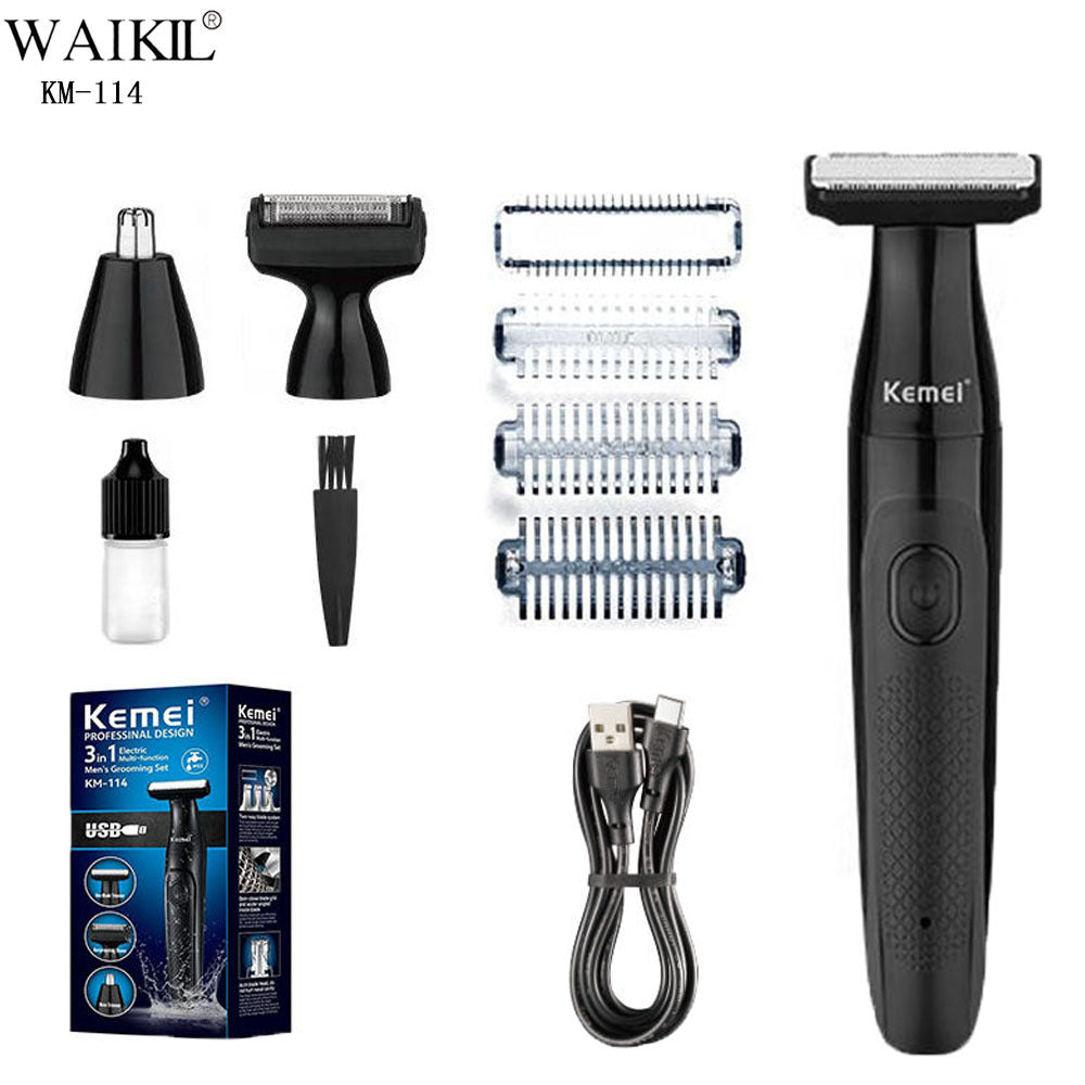 Kemei Waterproof 3‑in‑1 Electric Shaver Grooming Tool KM-114