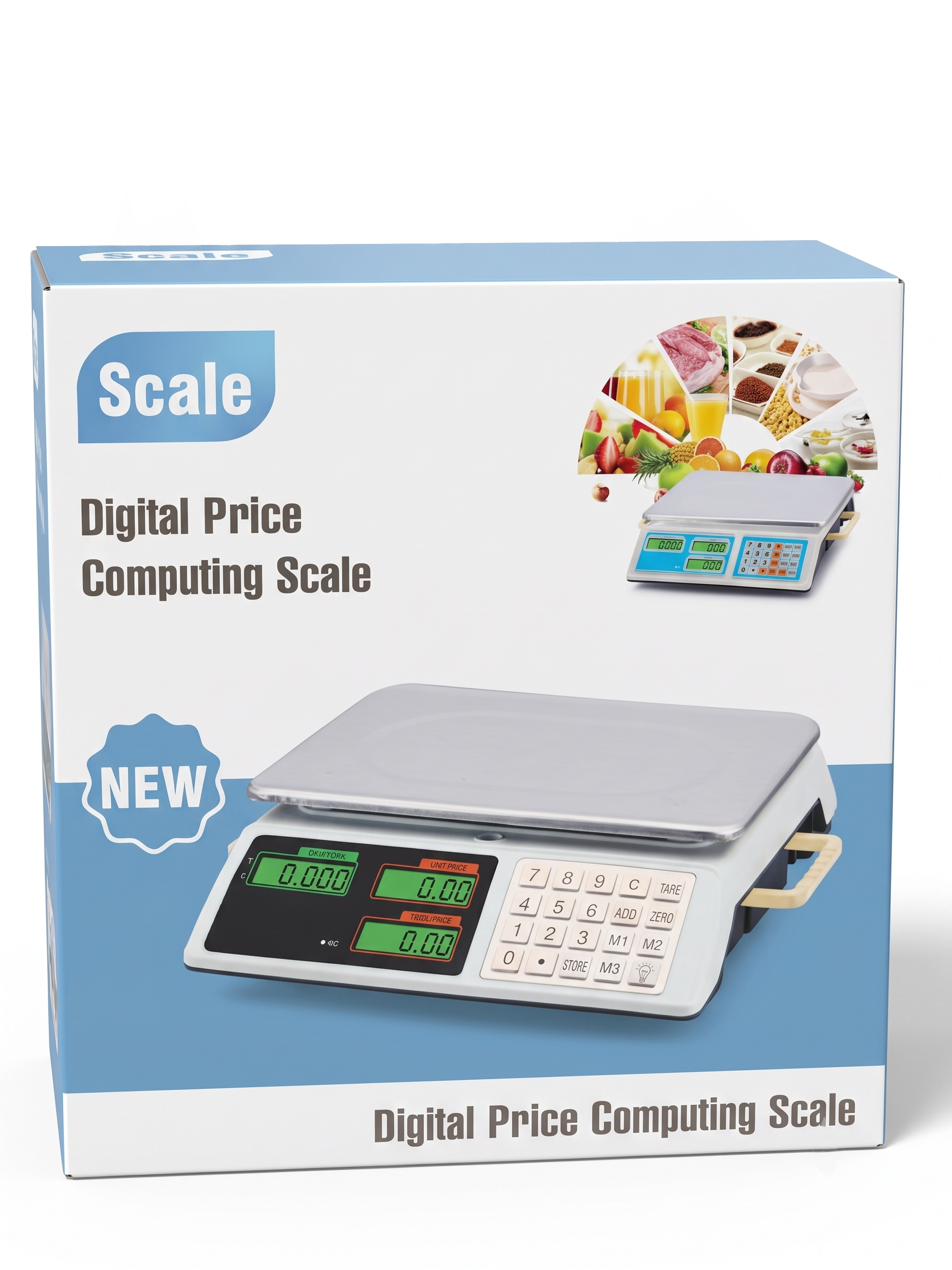 Food Scale Computing Scale with Dual Displays & Carrying Handles