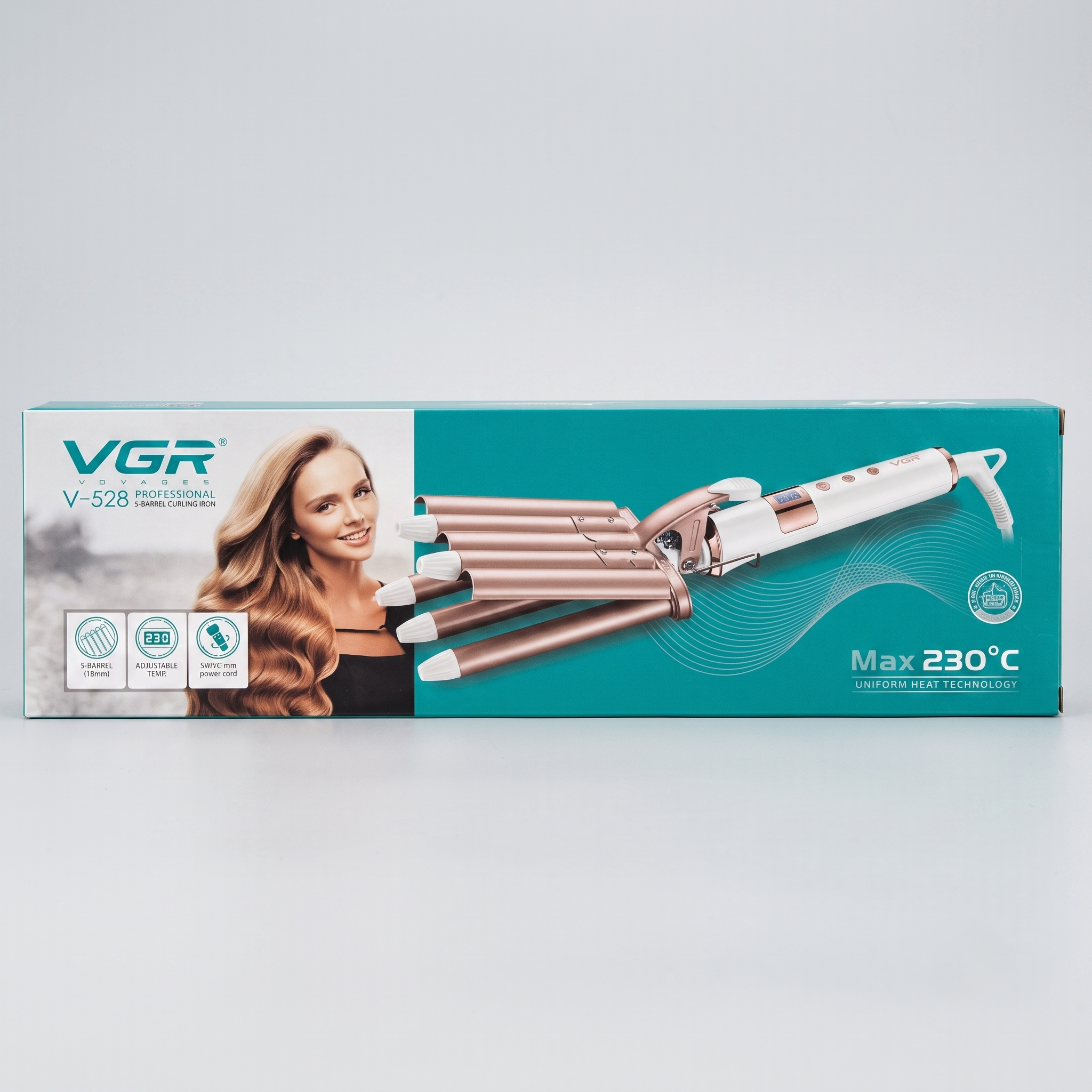 VGR Professional curling iron plate with 5 waves 18 mm max 230 °C V-528