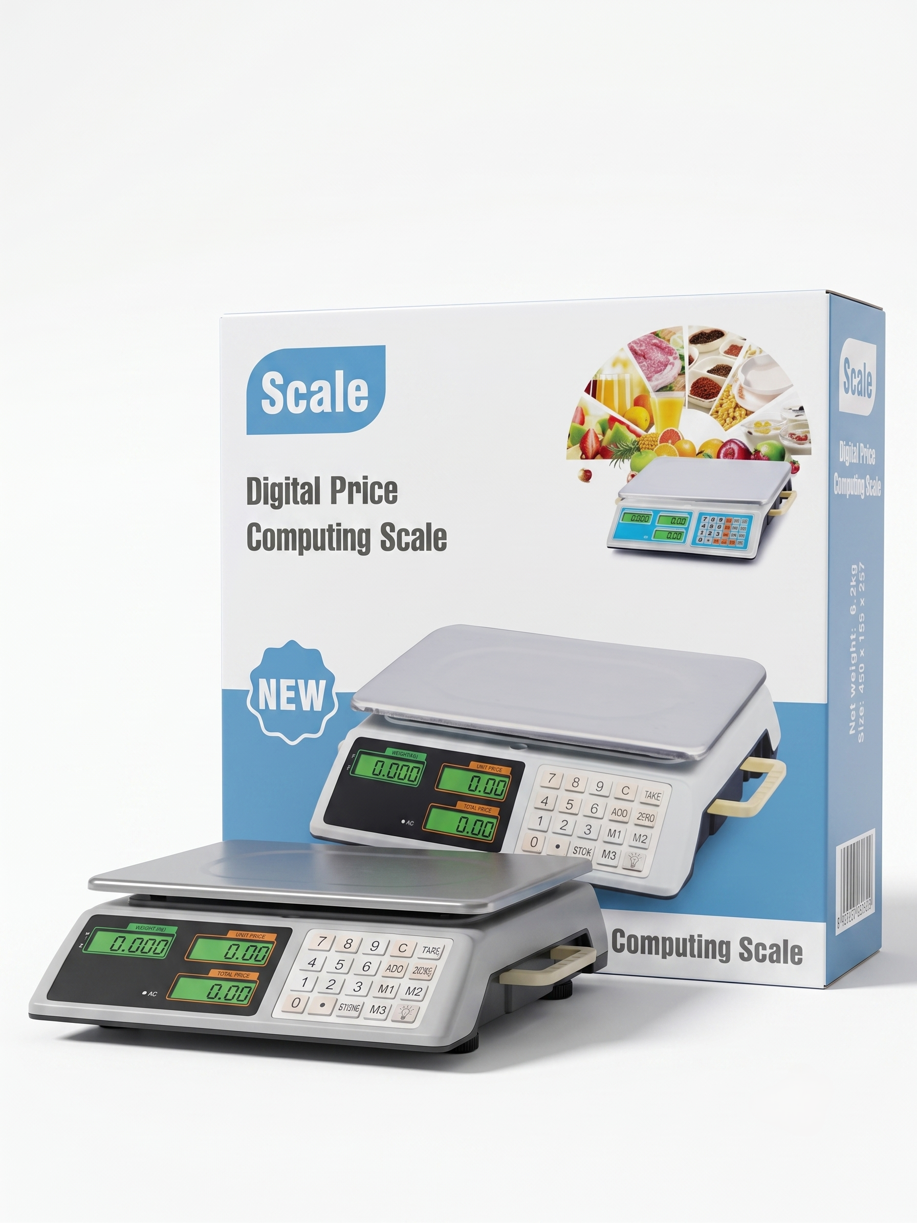 Food Scale Computing Scale with Dual Displays & Carrying Handles