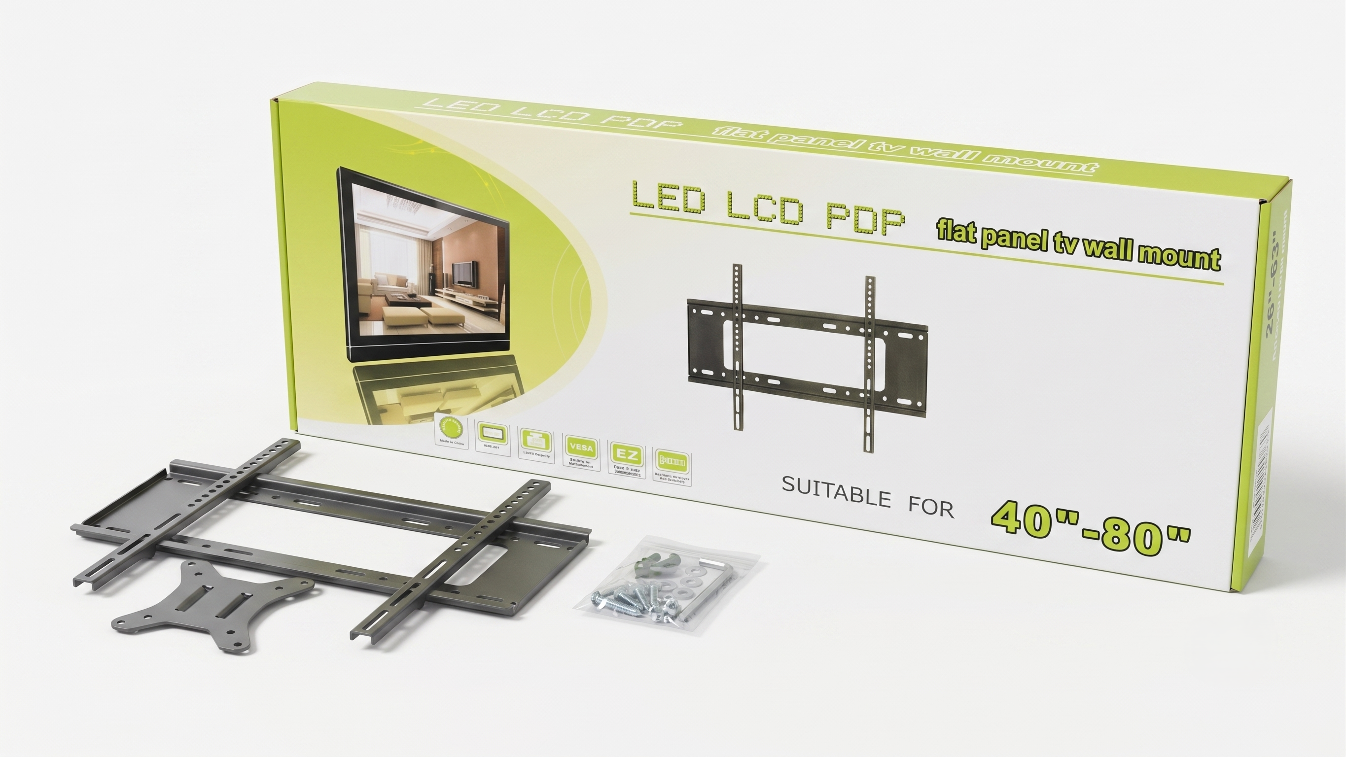 Flat Panel TV Wall Mount for Large 40" to 80" Screens