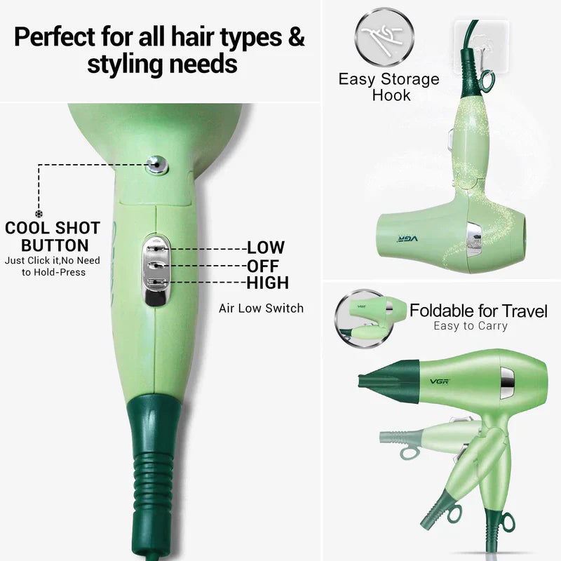 VGR Hair Dryer for Men & Women 1000W V-432