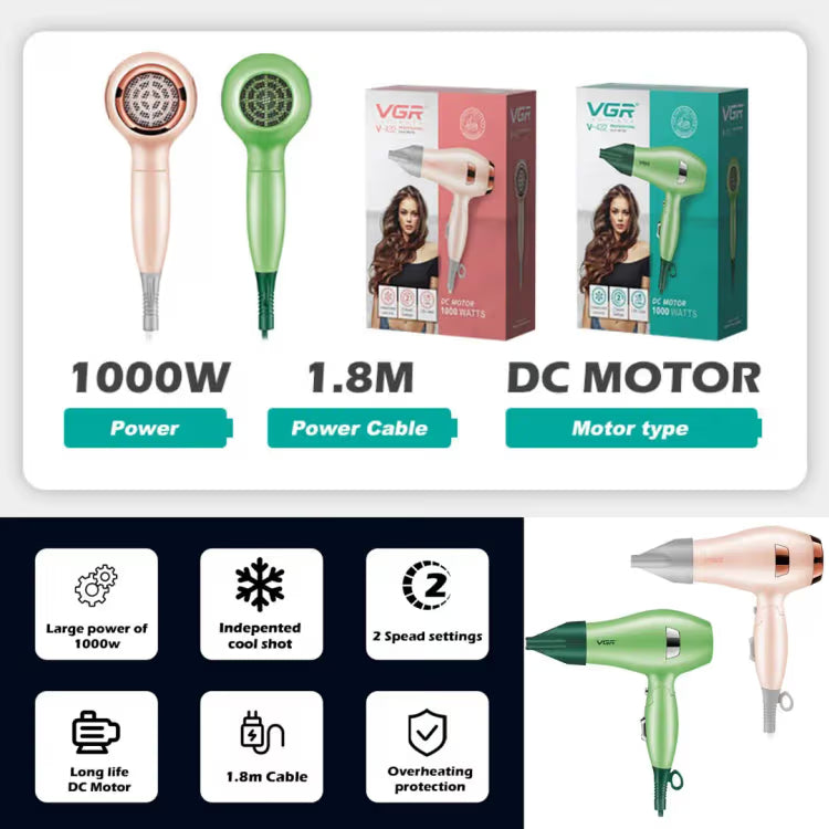 VGR Hair Dryer for Men & Women 1000W V-432